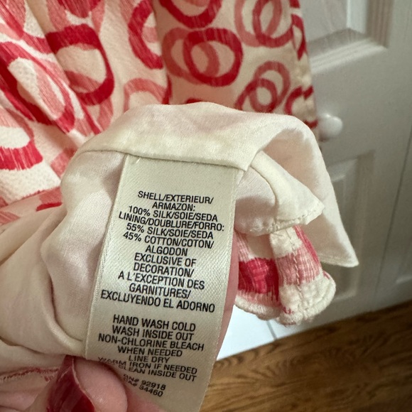 Juicy Couture size 12 Silk cream and red circle print spaghetti strap mini dress - Picture 6 of 8